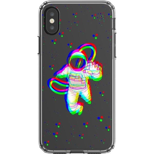 Glitch Floating Astronaut Clear Phone Case