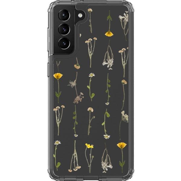 Minimal Wild Flower Print Clear Phone Case