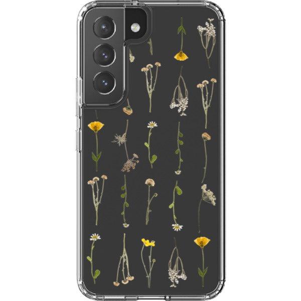 Minimal Wild Flower Print Clear Phone Case