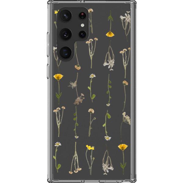 Minimal Wild Flower Print Clear Phone Case