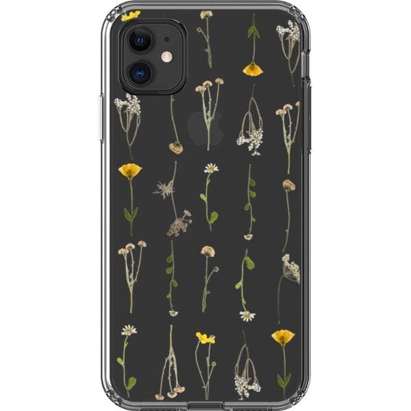 Minimal Wild Flower Print Clear Phone Case