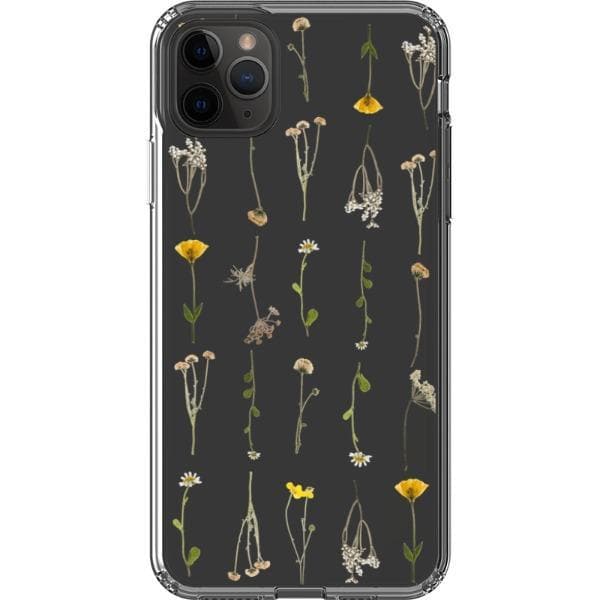 Minimal Wild Flower Print Clear Phone Case