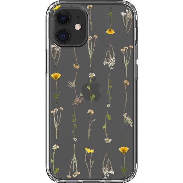 Minimal Wild Flower Print Clear Phone Case