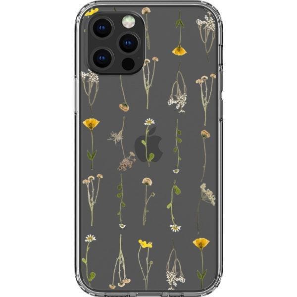 Minimal Wild Flower Print Clear Phone Case