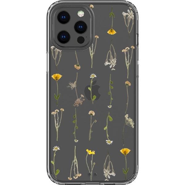 Minimal Wild Flower Print Clear Phone Case