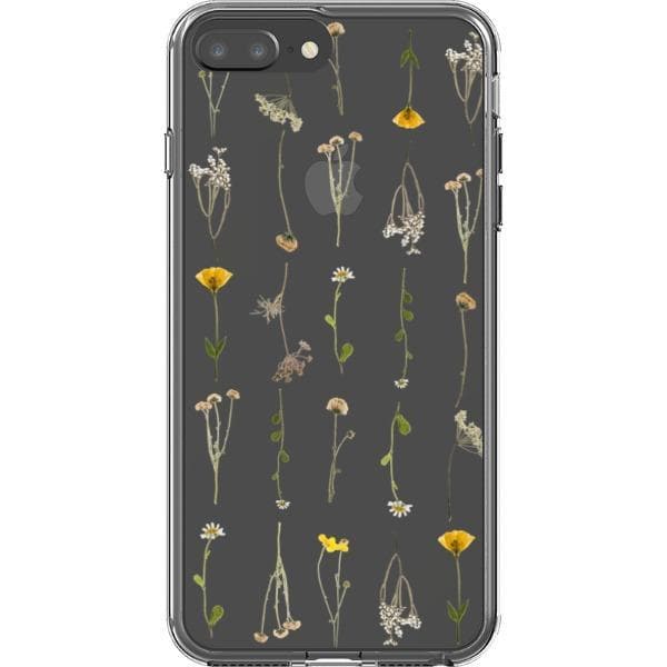 Minimal Wild Flower Print Clear Phone Case