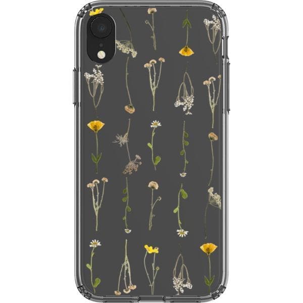 Minimal Wild Flower Print Clear Phone Case