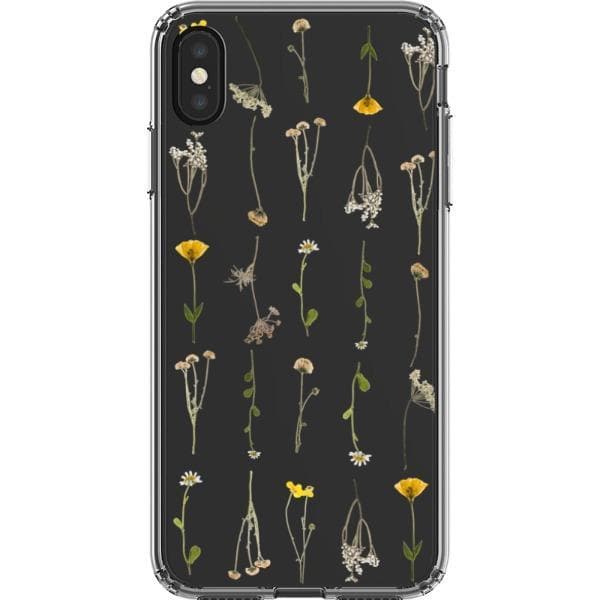 Minimal Wild Flower Print Clear Phone Case