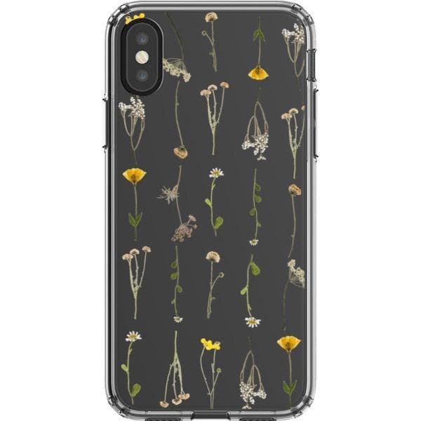 Minimal Wild Flower Print Clear Phone Case