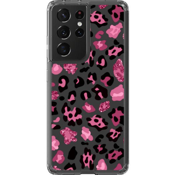 Pink Animal Print Clear Phone Case