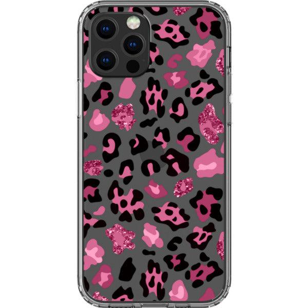 Pink Animal Print Clear Phone Case