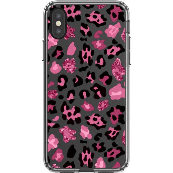 Pink Animal Print Clear Phone Case