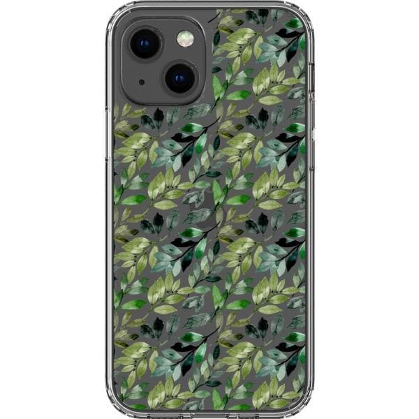 Pretty Watercolor Foliage Clear Phone Cases