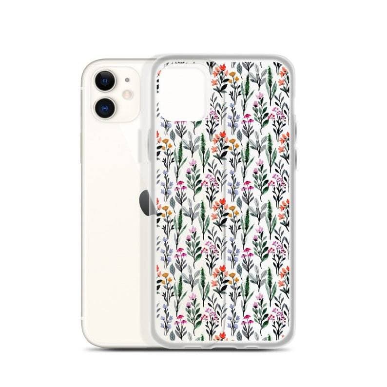 Pretty Watercolor Foliage Clear Phone Cases