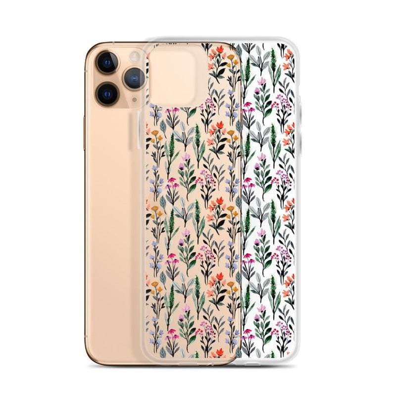 Pretty Watercolor Foliage Clear Phone Cases