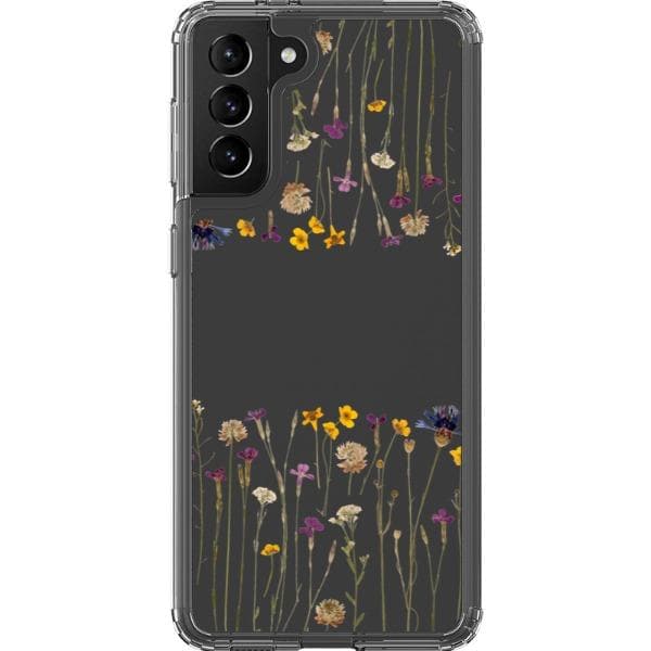 Purple Gold Pressed Wild Flower Print Clear Phone Case