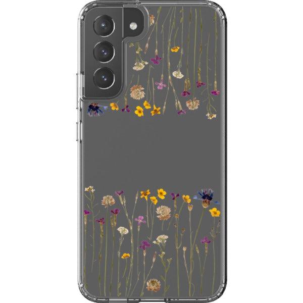 Purple Gold Pressed Wild Flower Print Clear Phone Case