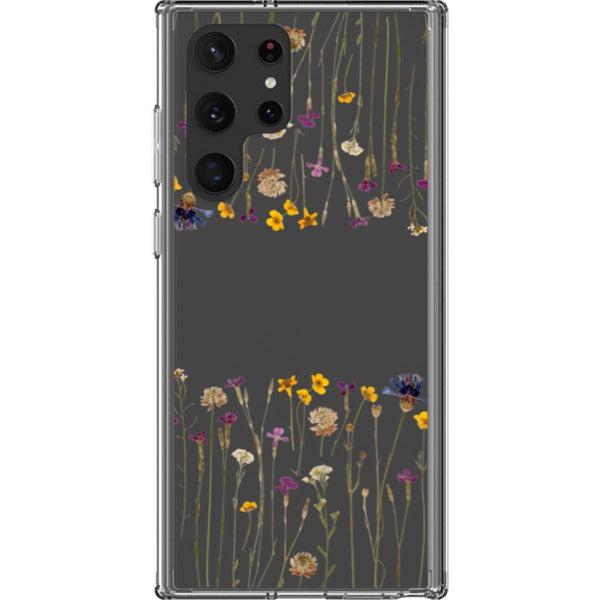 Purple Gold Pressed Wild Flower Print Clear Phone Case