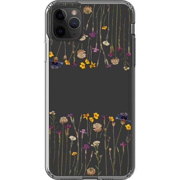 Purple Gold Pressed Wild Flower Print Clear Phone Case