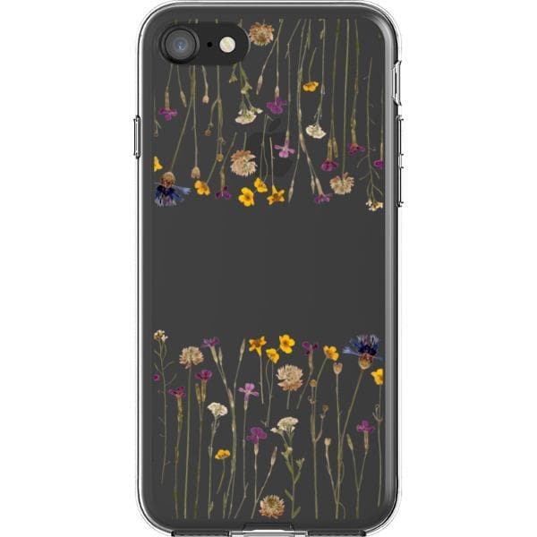 Purple Gold Pressed Wild Flower Print Clear Phone Case