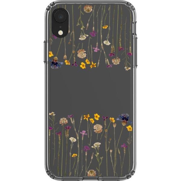 Purple Gold Pressed Wild Flower Print Clear Phone Case