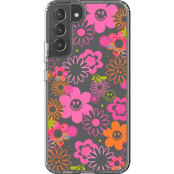 Retro Smiley Face Daisies Clear Phone Case