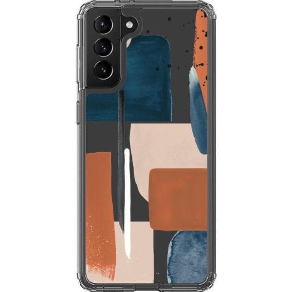 Rust Rose Navy Abstract Clear Phone Case