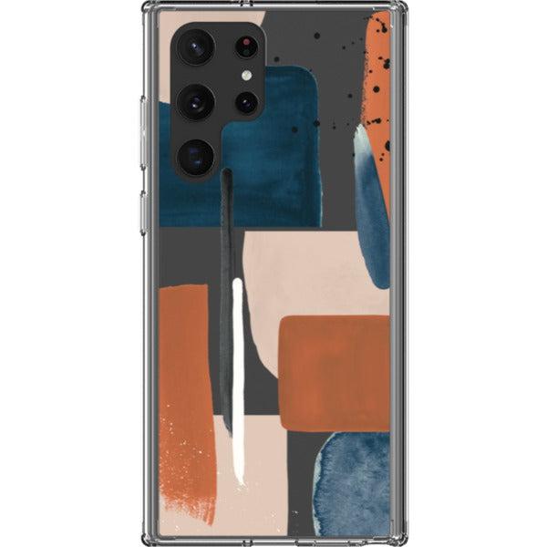 Rust Rose Navy Abstract Clear Phone Case