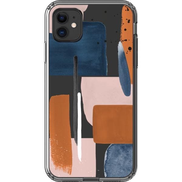 Rust Rose Navy Abstract Clear Phone Case