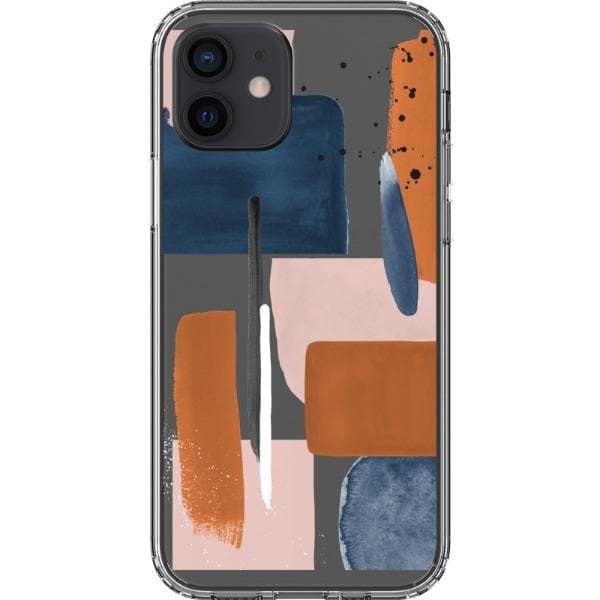 Rust Rose Navy Abstract Clear Phone Case