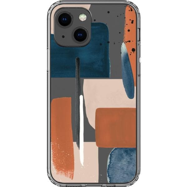 Rust Rose Navy Abstract Clear Phone Case