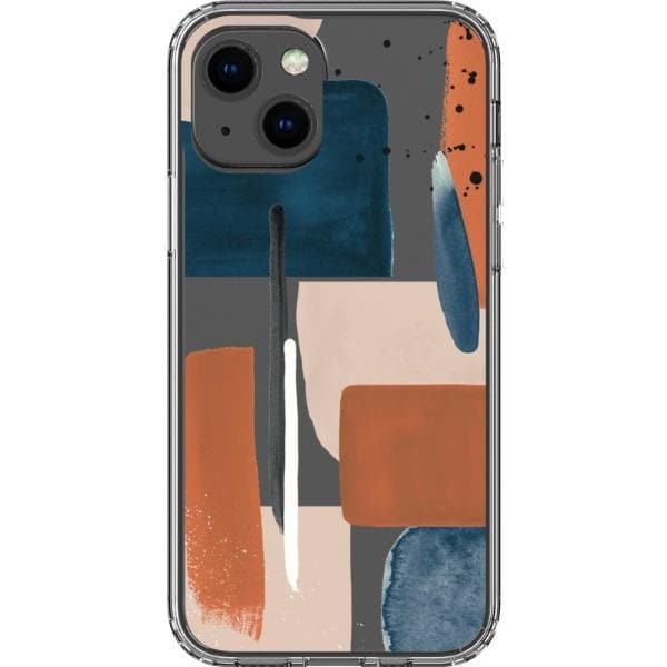 Rust Rose Navy Abstract Clear Phone Case