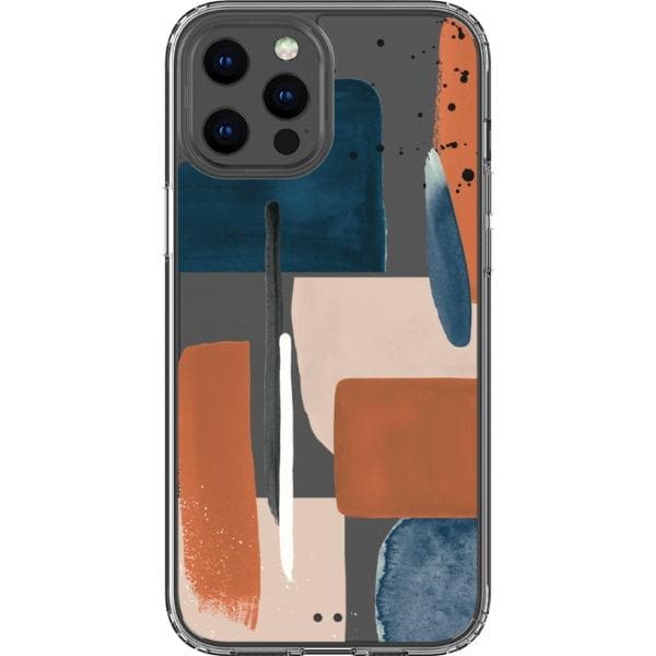 Rust Rose Navy Abstract Clear Phone Case