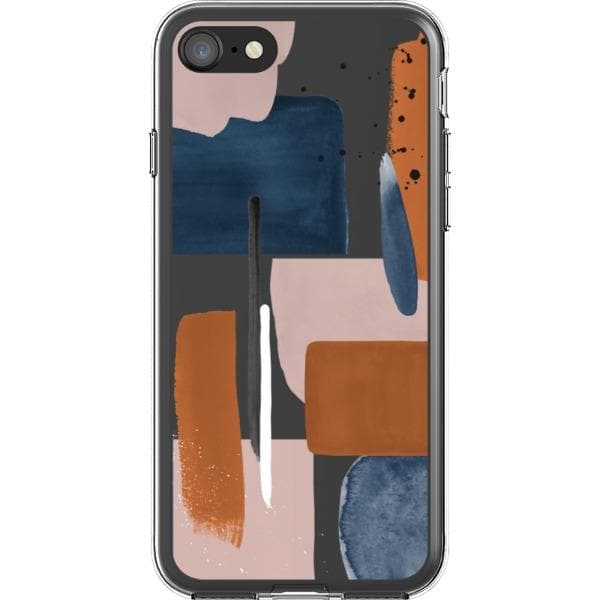 Rust Rose Navy Abstract Clear Phone Case