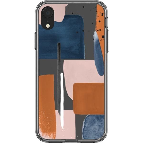 Rust Rose Navy Abstract Clear Phone Case