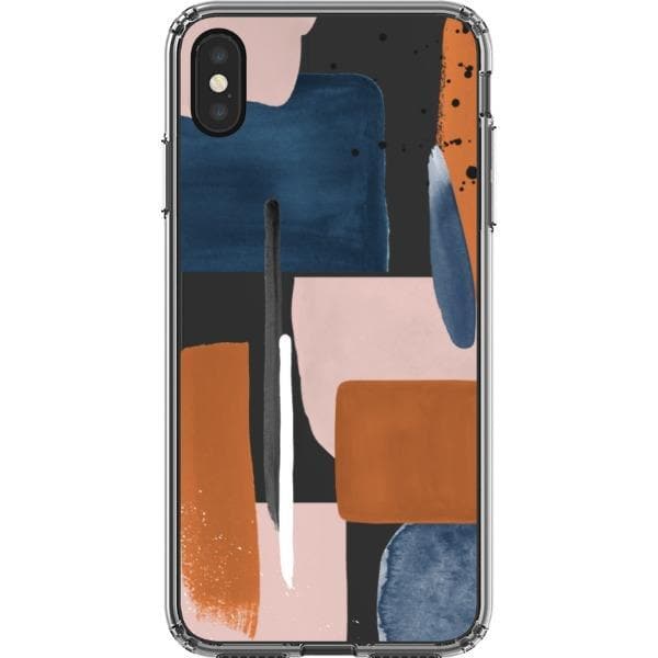 Rust Rose Navy Abstract Clear Phone Case