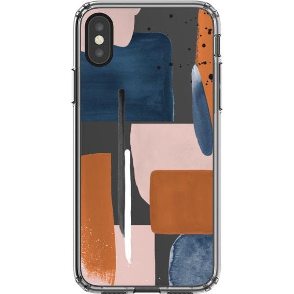 Rust Rose Navy Abstract Clear Phone Case