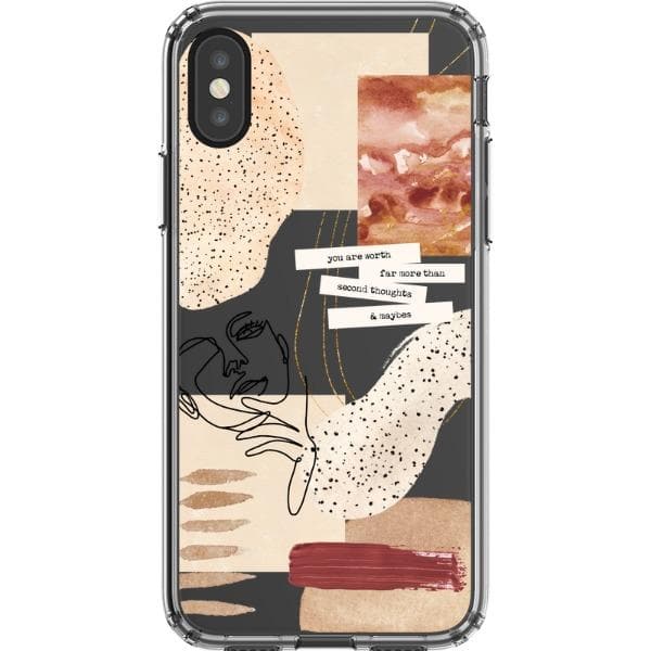 Rust Terracotta Collage Clear Phone Case