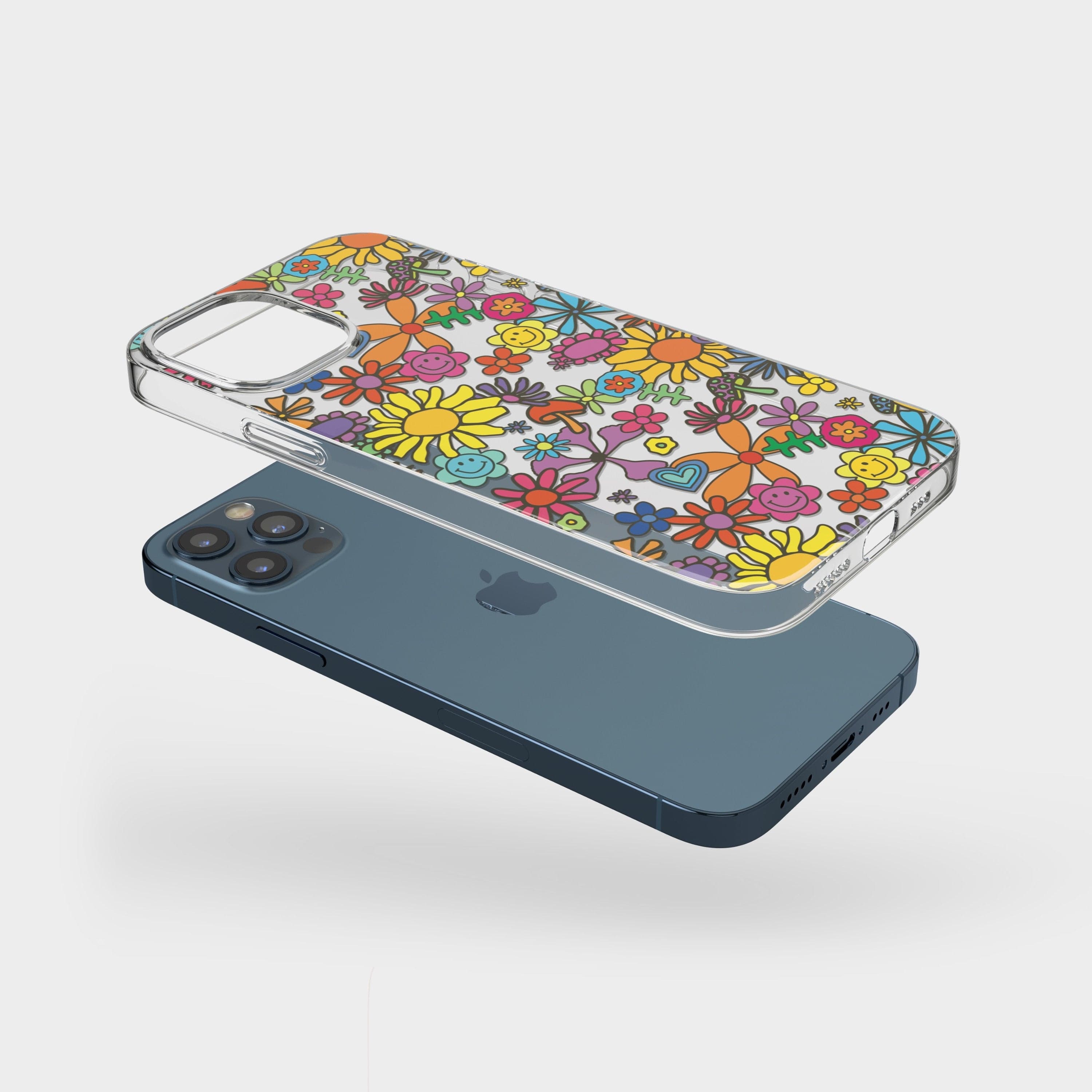 Aesthetic Retro Flowers Clear Phone Case