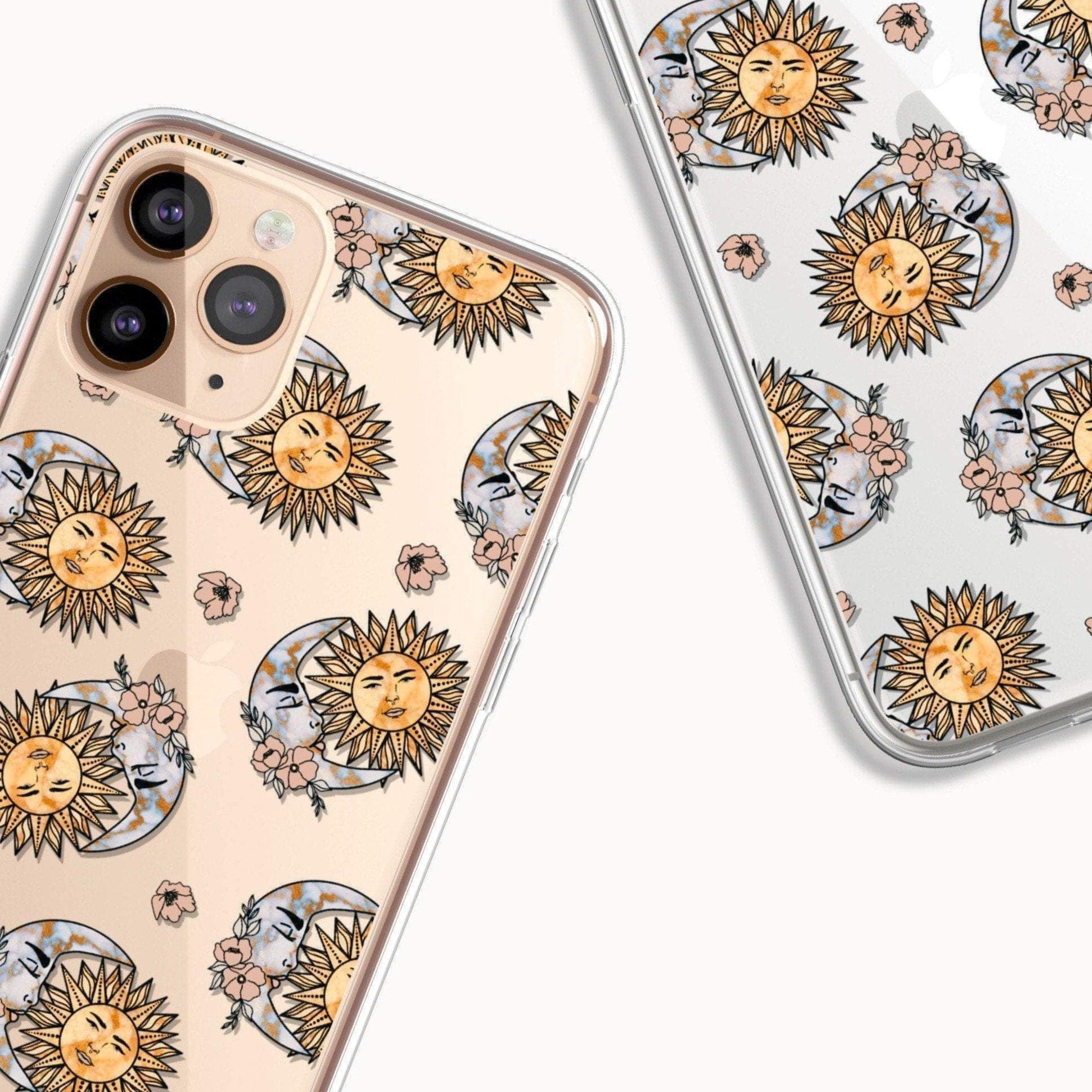 Boho Opal Sun Moon Clear Phone Case