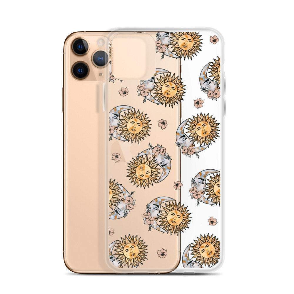 Boho Opal Sun Moon Clear Phone Case