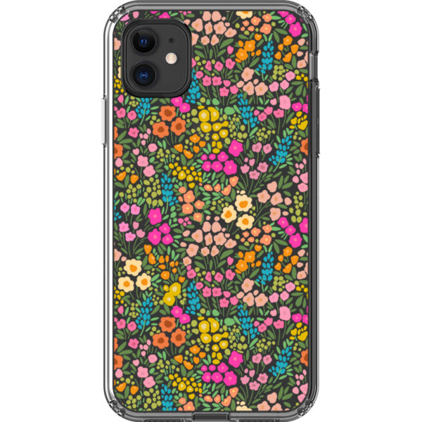 Colorful Flower Doodles Clear Phone Case