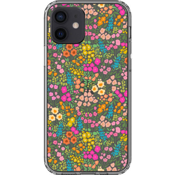 Colorful Flower Doodles Clear Phone Case