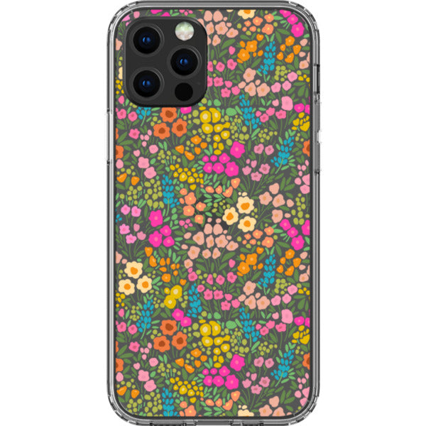 Colorful Flower Doodles Clear Phone Case