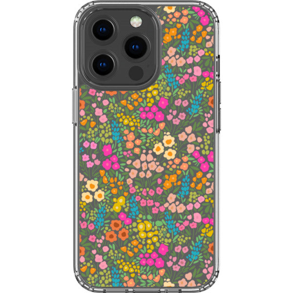 Colorful Flower Doodles Clear Phone Case