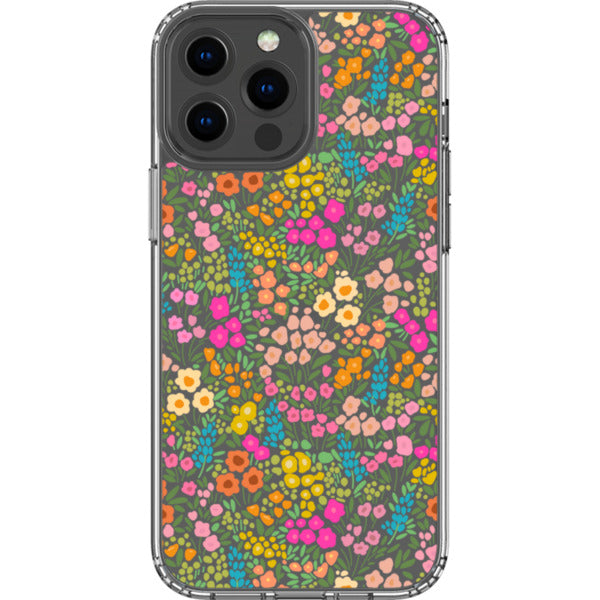 Colorful Flower Doodles Clear Phone Case