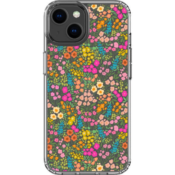 Colorful Flower Doodles Clear Phone Case