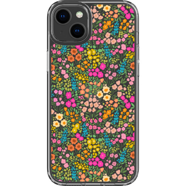 Colorful Flower Doodles Clear Phone Case