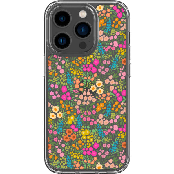 Colorful Flower Doodles Clear Phone Case