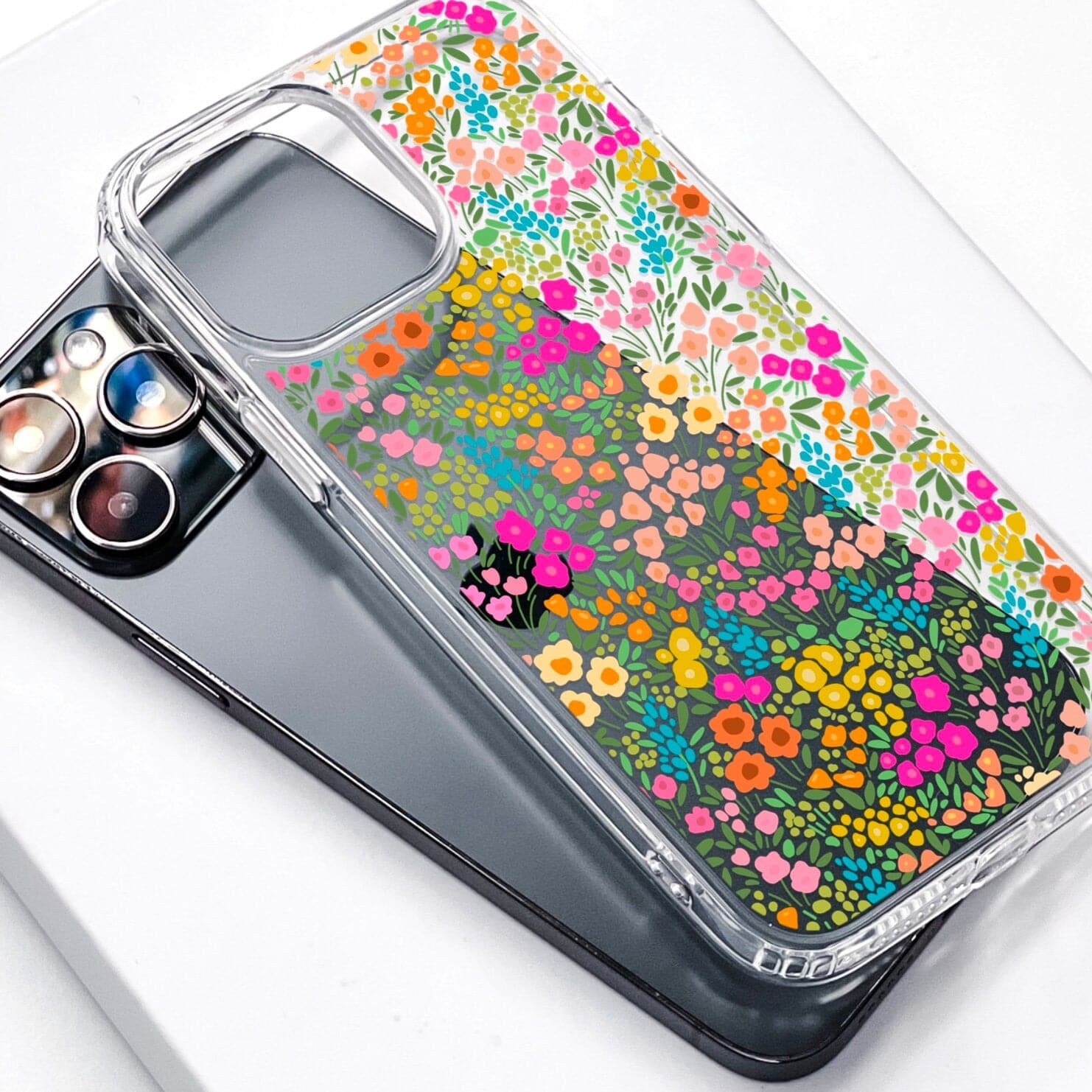 Colorful Flower Doodles Clear Phone Case